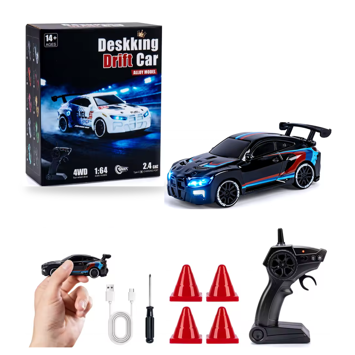 Mini 4WD RC Drift Car with LED Lights