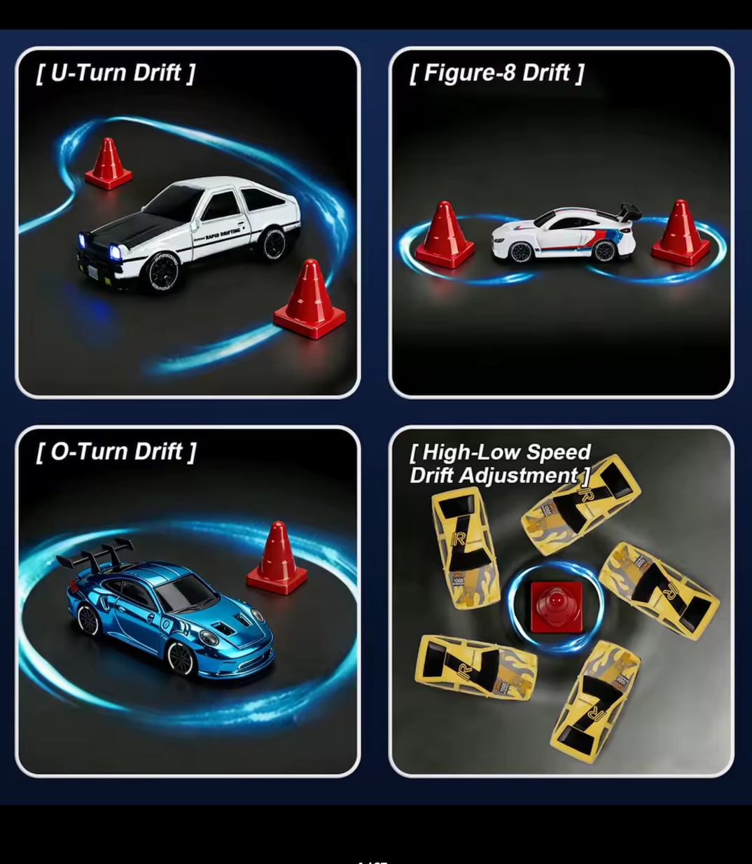 Mini 4WD RC Drift Car with LED Lights