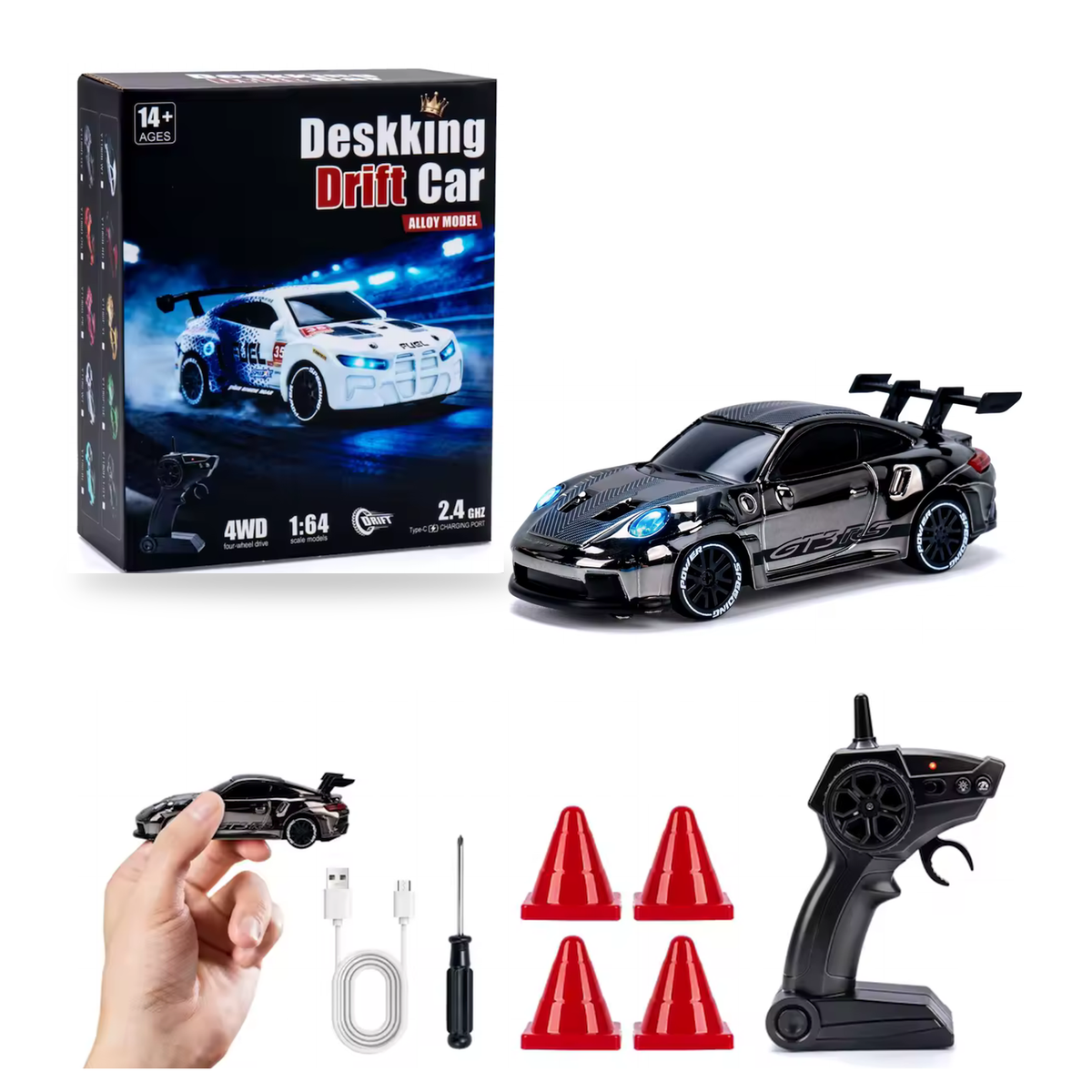 Mini 4WD RC Drift Car with LED Lights